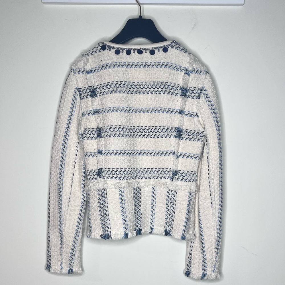 Tory Burch Abbot Embellished Striped Tweed Jacket XS - Picture 6 of 6